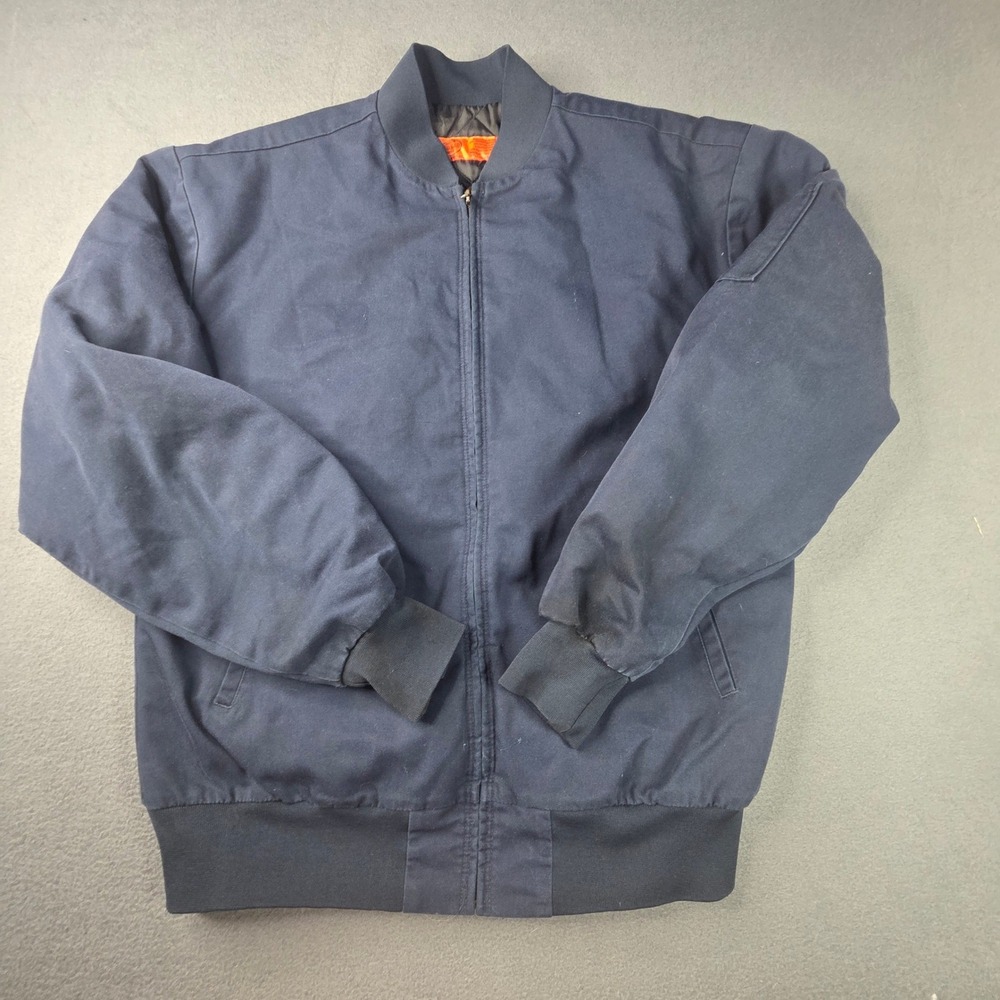 Red Kap JT38NV Navy Blue Slash Pocket Quilted Lined Bomber Work Jacket Large